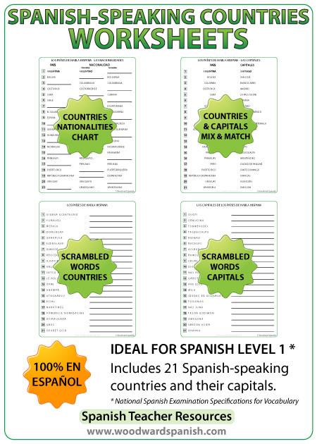  Spanish speaking Countries Worksheets Woodward Spanish