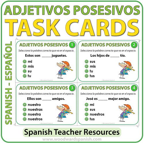 Spanish Possessive Adjectives Task Cards Adjetivos Posesivos My Xxx