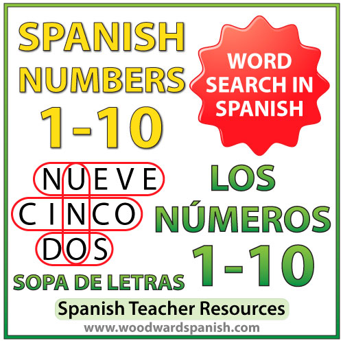 Spanish Numbers 1 10 Word Search Woodward Spanish