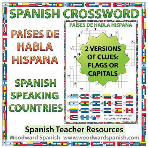 Spanish speaking Countries Crossword Crucigrama Woodward Spanish