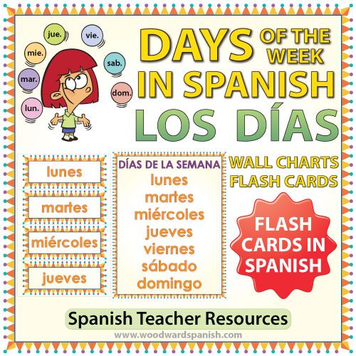 spanish-days-flash-cards-charts-woodward-spanish