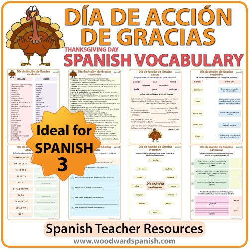 Spanish Thanksgiving Day Vocabulary Dia De Accion De Gracias Woodward Spanish