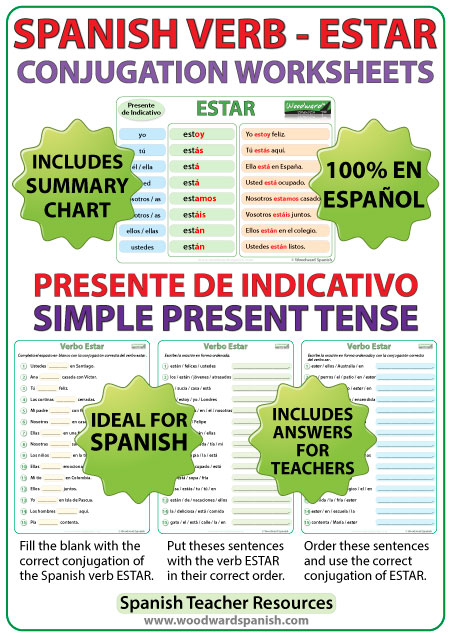 ESTAR Spanish Verb Conjugation Worksheets Present Tense Woodward 