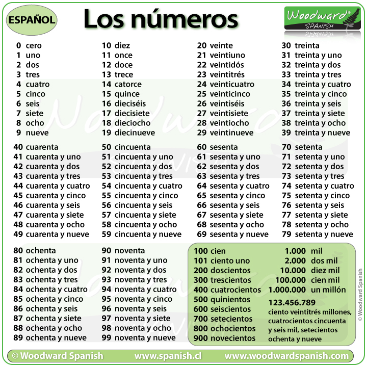 Los N meros Numbers Woodward Spanish